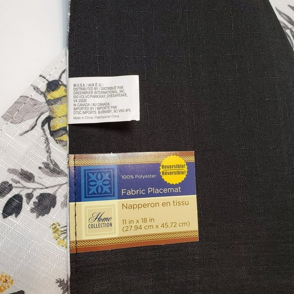 Bee Wildflower Placemats, Set of 4, Yellow Flowers Black, Cottagecore, NWT - Picture 6 of 6